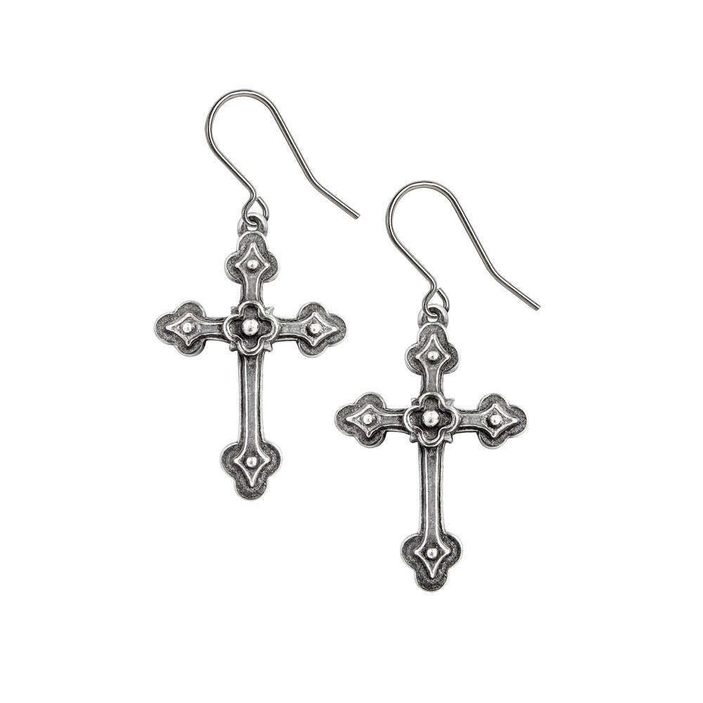 Gothic Devotion Cross Earrings